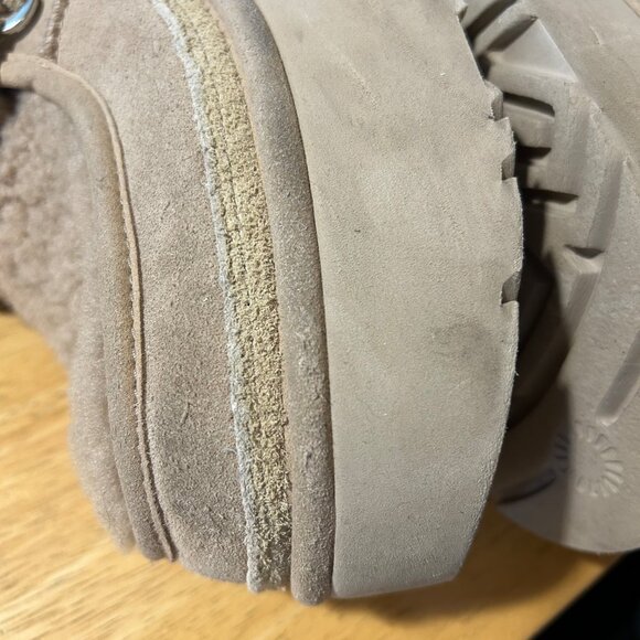 Womens Ugg Classic New Height Sand Suede Shearling Platform Lace-Up Bootie 9 - Picture 13 of 13